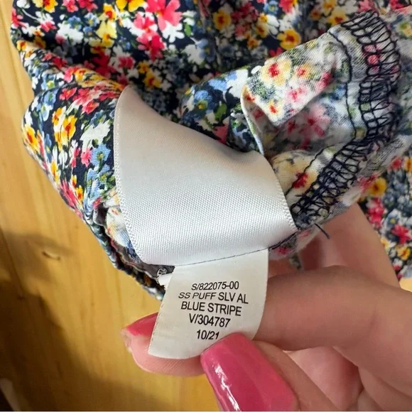 old navy micro Floral-Print Puff-Sleeve Babydoll Top 2X Spring Cottagecore color - Picture 6 of 12